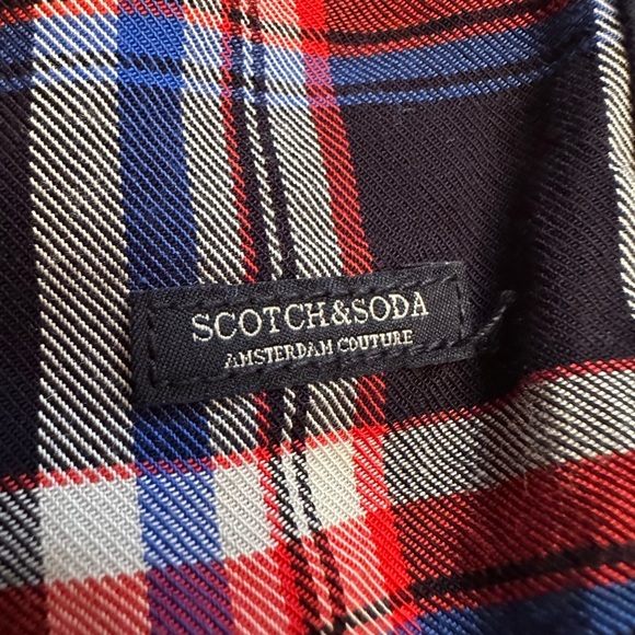 SCOTCH & SODA Regular Shirt Men's Medium Plaid Check Blue Red Black 100% Viscose - Picture 5 of 8